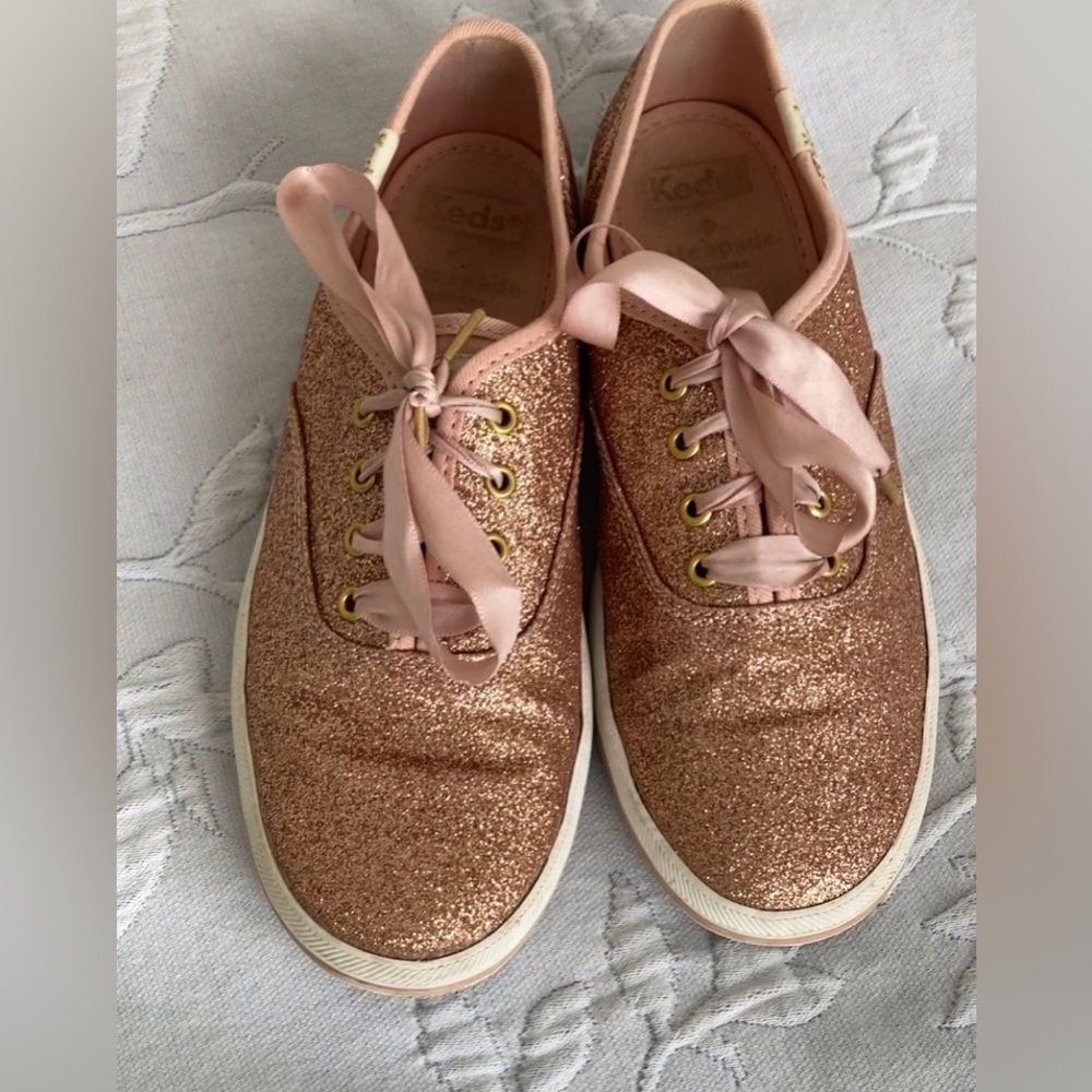 KEDS X KATE SPADE Champion Glitter Rosegold Sparkly Lace-Up Sneakers Girls Sz 3M